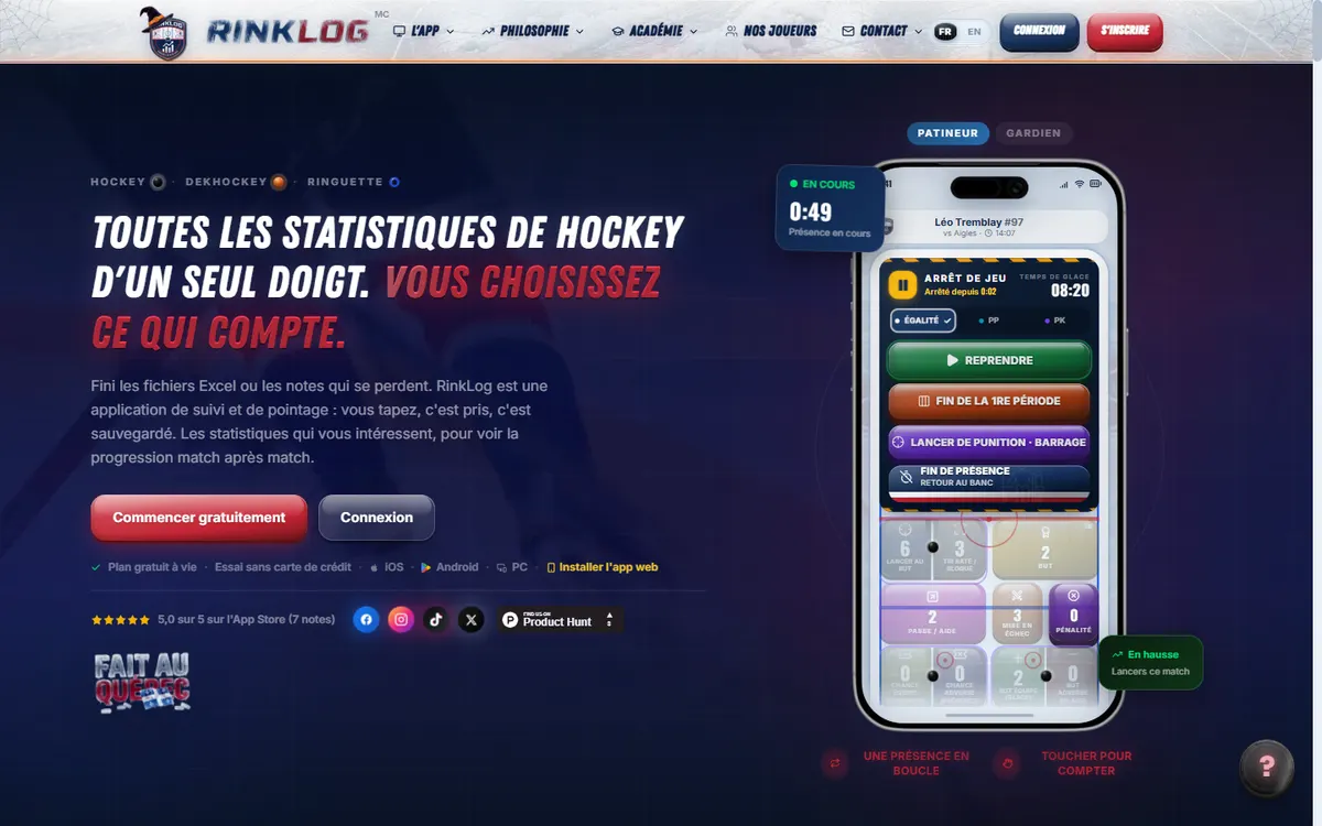 Aperçu du site RinkLog