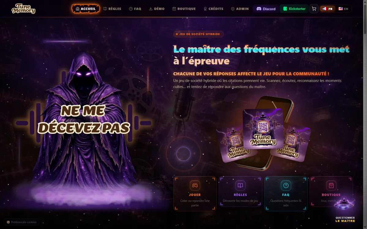 Aperçu du site TuneMemory